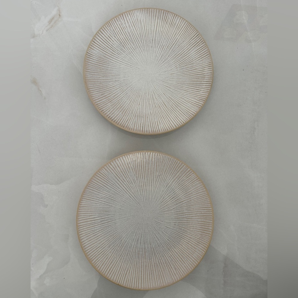 2 Joseph Abboud Stoneware Illusion White Dinner Plates